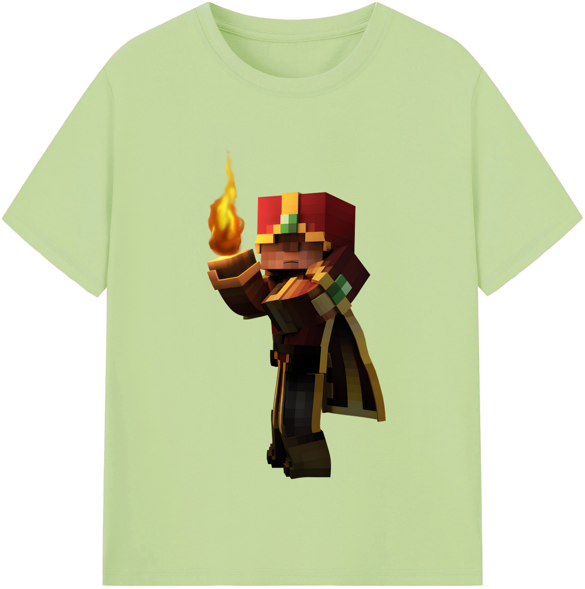 （画像用） マインクラフト ブロックの世界 Minecraft MC Block world 綿100％半袖Tシャツ（フロントプリント）